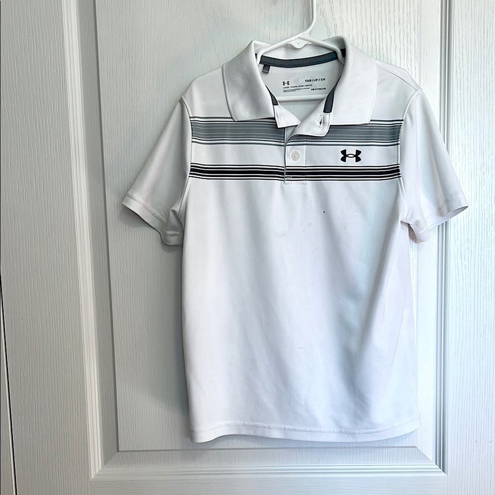 Boys Youth Small Under Armour White Polo